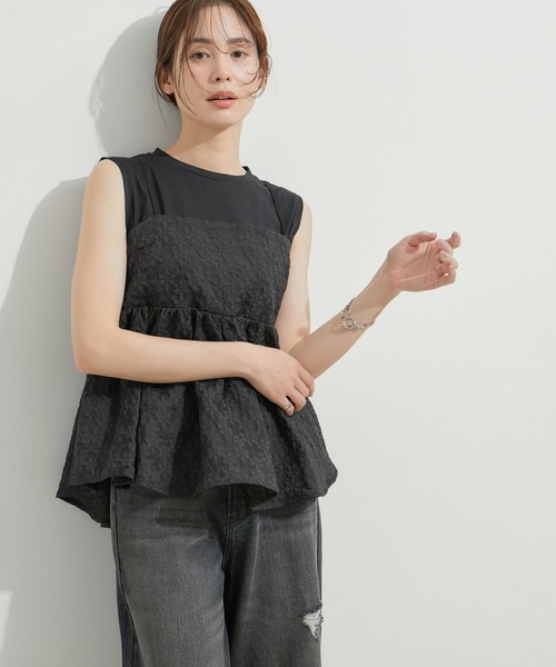 le cercle ADAM ET ROPE'(ルセルクルアダムエロペ)の「【マルチWAY】タンク&キャミセット(Tシャツ/カットソー・レディース・ブラック/グレー/グリーン系その他・FREE)」の2枚目の写真