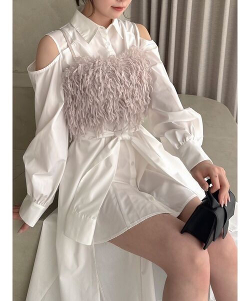 dazzlin（ダズリン）の「フェザーライクビスチェ（キャミソール・レディース・オレンジ/ブルー/ピンク/オフホワイト・FREE）」の4枚目の写真