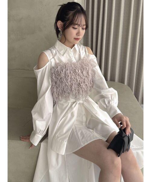 dazzlin（ダズリン）の「フェザーライクビスチェ（キャミソール・レディース・オレンジ/ブルー/ピンク/オフホワイト・FREE）」の5枚目の写真