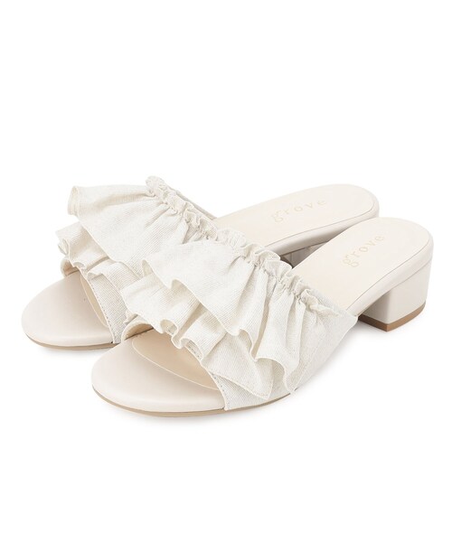 grove（グローブ）の「◆【雑誌掲載】フリルミュール（サンダル・レディース・アイボリー系/ワイン系9/ブラウン系その他/ブラック・S/M/L）」の3枚目の写真