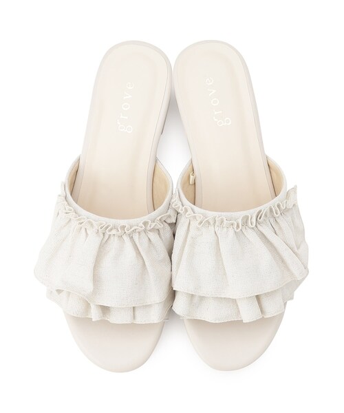 grove（グローブ）の「◆【雑誌掲載】フリルミュール（サンダル・レディース・アイボリー系/ワイン系9/ブラウン系その他/ブラック・S/M/L）」の8枚目の写真