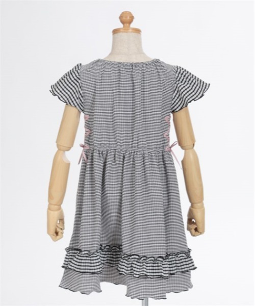 00s axes femme ブラウンチェックフリルチュニック 姫カジ スタンド襟フリルブラウス | kawaii | axes femme online shop