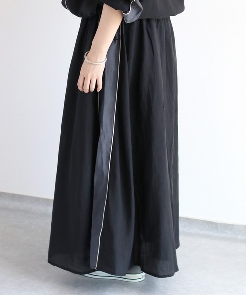 cepo（セポ）の「シアーサイドラインスカート＜セットアップ可能＞（スカート・レディース・ブラック/オフホワイト・M）」の7枚目の写真