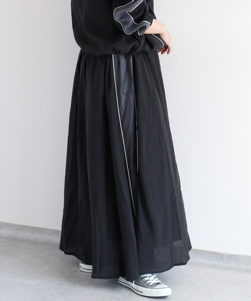 cepo（セポ）の「シアーサイドラインスカート＜セットアップ可能＞（スカート・レディース・ブラック/オフホワイト・M）」の4枚目の写真