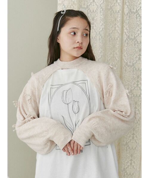 merry jenny(メリージェニー)の「tulip long tee(Tシャツ/カットソー・レディース・オフホワイト/ブラウン/レッド・FREE)」の22枚目の写真