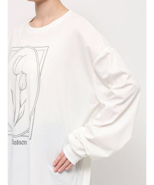 merry jenny(メリージェニー)の「tulip long tee(Tシャツ/カットソー・レディース・オフホワイト/ブラウン/レッド・FREE)」の6枚目の写真