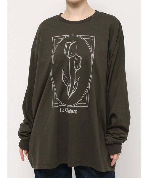 merry jenny(メリージェニー)の「tulip long tee(Tシャツ/カットソー・レディース・オフホワイト/ブラウン/レッド・FREE)」の2枚目の写真