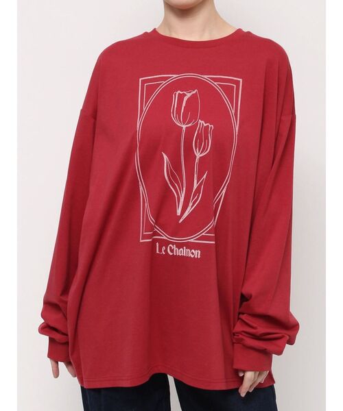 merry jenny(メリージェニー)の「tulip long tee(Tシャツ/カットソー・レディース・オフホワイト/ブラウン/レッド・FREE)」の3枚目の写真