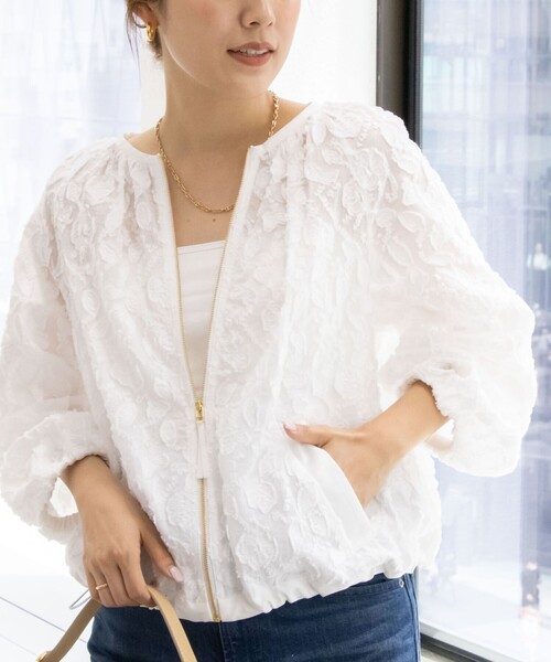 ノーリーズソフィーシアーカットジャガードブルゾン人気美品 NOLLEY'S Sophi（ノーリーズソフィ）の「シアーカットジャガード