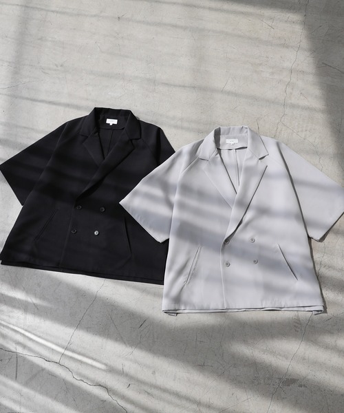 LILL(リル)の「ルーズシルエットドレープリラクシングハーフスリーブダブルテーラードジャケット(テーラードジャケット・メンズ・ブラック/グレー・XL/L/M/S)」の11枚目の写真