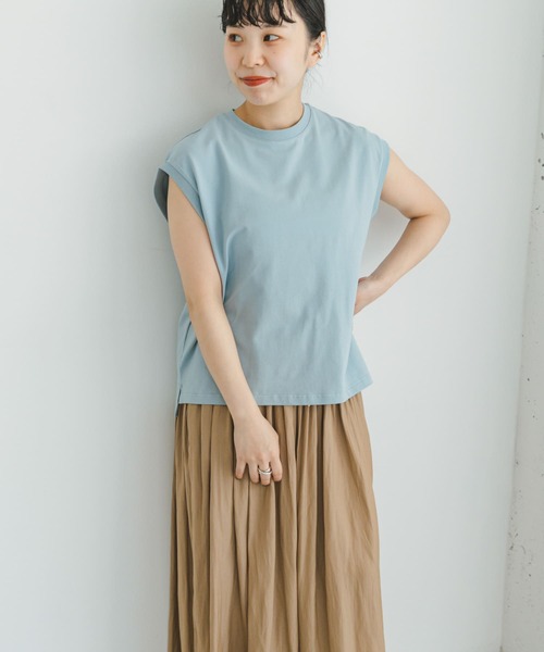 ITEMS URBANRESEARCH(アイテムズ アーバンリサーチ)の「『接触冷感/UVカット』クールコットンフレンチTシャツ(Tシャツ/カットソー・レディース・ブルー系その他/ライトブルー/ホワイト/グレー・FREE)」の4枚目の写真