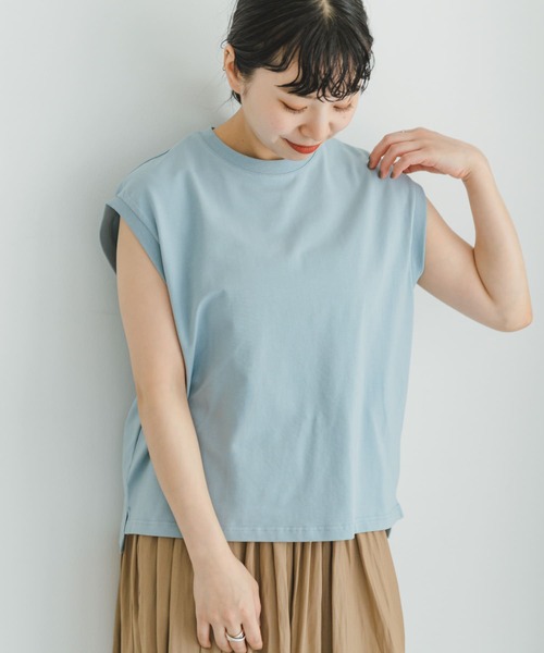 ITEMS URBANRESEARCH(アイテムズ アーバンリサーチ)の「『接触冷感/UVカット』クールコットンフレンチTシャツ(Tシャツ/カットソー・レディース・ブルー系その他/ライトブルー/ホワイト/グレー・FREE)」の21枚目の写真