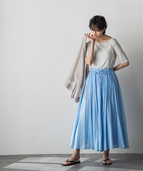 MAYSON GREY(メイソングレイ)の「シアーテレココンパクトTシャツ≪洗濯機で洗える≫(Tシャツ/カットソー・レディース・ブラック/ライトグレー・M)」の8枚目の写真