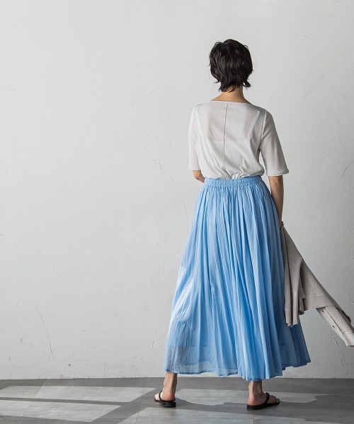 MAYSON GREY(メイソングレイ)の「シアーテレココンパクトTシャツ≪洗濯機で洗える≫(Tシャツ/カットソー・レディース・ブラック/ライトグレー・M)」の6枚目の写真