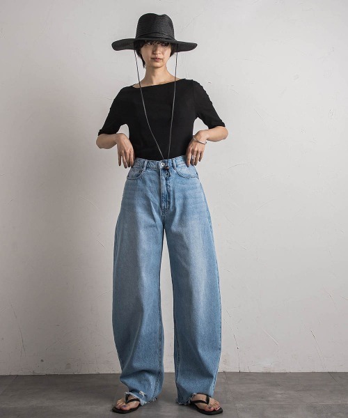 MAYSON GREY(メイソングレイ)の「シアーテレココンパクトTシャツ≪洗濯機で洗える≫(Tシャツ/カットソー・レディース・ブラック/ライトグレー・M)」の17枚目の写真