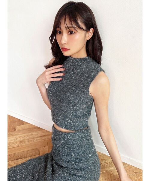 RESEXXY（リゼクシー）の「グリッターノースリニットトップス【セットアップ着用可能】（ニット/セーター・レディース・グレー/ブラック/ピンク・FREE）」の19枚目の写真