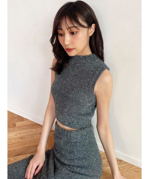 RESEXXY（リゼクシー）の「グリッターノースリニットトップス【セットアップ着用可能】（ニット/セーター・レディース・グレー/ブラック/ピンク・FREE）」の20枚目の写真