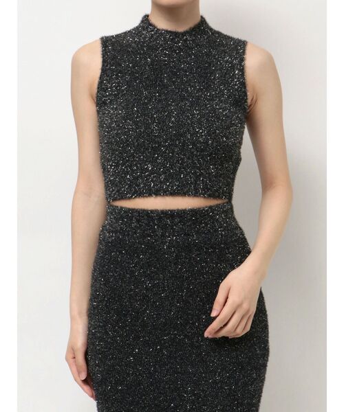 RESEXXY（リゼクシー）の「グリッターノースリニットトップス【セットアップ着用可能】（ニット/セーター・レディース・グレー/ブラック/ピンク・FREE）」の6枚目の写真