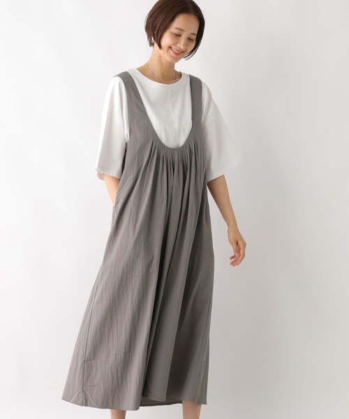 LEPSIM（レプシィム）の「Uネック2WAYフレアジャンパースカート　128396（ジャンパースカート・レディース・ブラック/ライトグレー/カーキブラウン・FREE）」の2枚目の写真