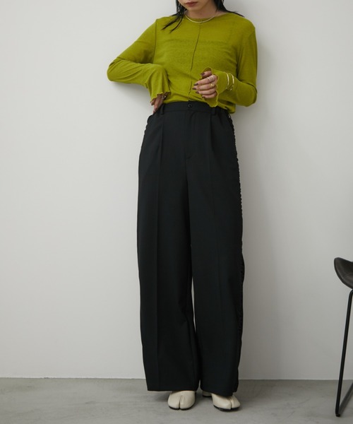 Aunt Marie's(アントマリーズ)の「【サイズ展開あり】サイドシャーリングスラックスパンツ(スラックス・レディース・ブラック/グレー/ブラウン・FREE/MT)」の11枚目の写真