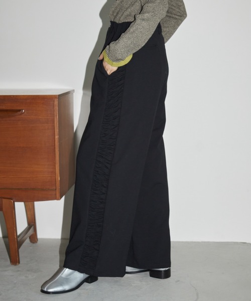 サイズ展開あり】サイドシャーリングスラックスパンツ（スラックス