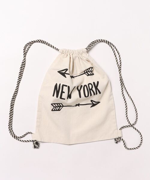 AND SQUARE(アンドスクエア)の「<AND SQUARE>【BAG ALL】コットンリュック アローNEW YORK(バックパック/リュック・レディース・ホワイト・FREE)」の1枚目の写真