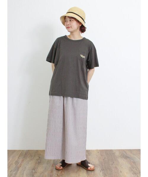 Samansa Mos2（サマンサ モスモス）の「【オーガニックコットン】胸刺繍Tシャツ（Tシャツ/カットソー・レディース・サックスブルー/グリーン/オフホワイト/チャコールグレー・F）」の13枚目の写真