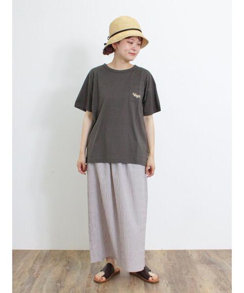 Samansa Mos2（サマンサ モスモス）の「【オーガニックコットン】胸刺繍Tシャツ（Tシャツ/カットソー・レディース・サックスブルー/グリーン/オフホワイト/チャコールグレー・F）」の14枚目の写真