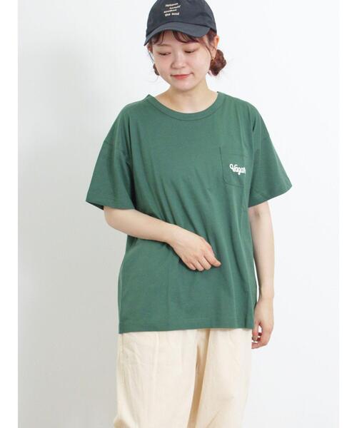 Samansa Mos2（サマンサ モスモス）の「【オーガニックコットン】胸刺繍Tシャツ（Tシャツ/カットソー・レディース・サックスブルー/グリーン/オフホワイト/チャコールグレー・F）」の16枚目の写真