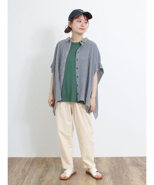 Samansa Mos2（サマンサ モスモス）の「【オーガニックコットン】胸刺繍Tシャツ（Tシャツ/カットソー・レディース・サックスブルー/グリーン/オフホワイト/チャコールグレー・F）」の7枚目の写真