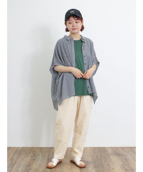 Samansa Mos2（サマンサ モスモス）の「【オーガニックコットン】胸刺繍Tシャツ（Tシャツ/カットソー・レディース・サックスブルー/グリーン/オフホワイト/チャコールグレー・F）」の8枚目の写真