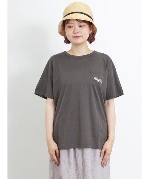 Samansa Mos2（サマンサ モスモス）の「【オーガニックコットン】胸刺繍Tシャツ（Tシャツ/カットソー・レディース・サックスブルー/グリーン/オフホワイト/チャコールグレー・F）」の9枚目の写真