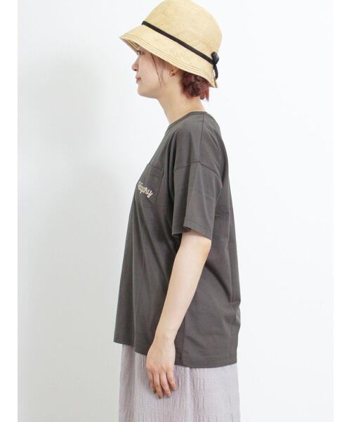 Samansa Mos2（サマンサ モスモス）の「【オーガニックコットン】胸刺繍Tシャツ（Tシャツ/カットソー・レディース・サックスブルー/グリーン/オフホワイト/チャコールグレー・F）」の10枚目の写真