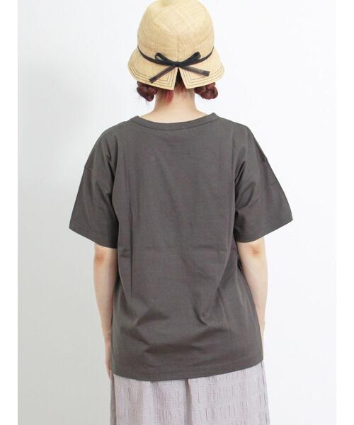 Samansa Mos2（サマンサ モスモス）の「【オーガニックコットン】胸刺繍Tシャツ（Tシャツ/カットソー・レディース・サックスブルー/グリーン/オフホワイト/チャコールグレー・F）」の11枚目の写真