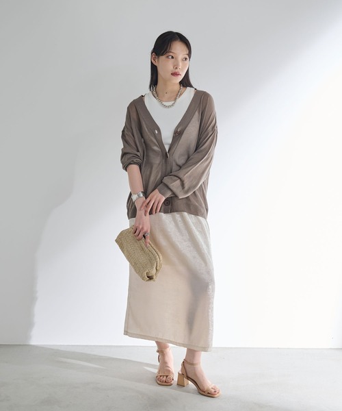 Shelly island（シェリーアイランド）の「シアーニットカーディガン（ニット/セーター・レディース・ブラウン/ブラック/ベージュ・FREE）」の15枚目の写真