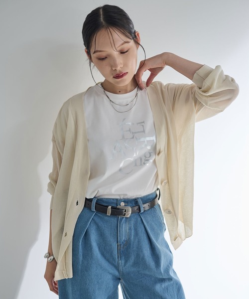 Shelly island（シェリーアイランド）の「シアーニットカーディガン（ニット/セーター・レディース・ブラウン/ブラック/ベージュ・FREE）」の20枚目の写真