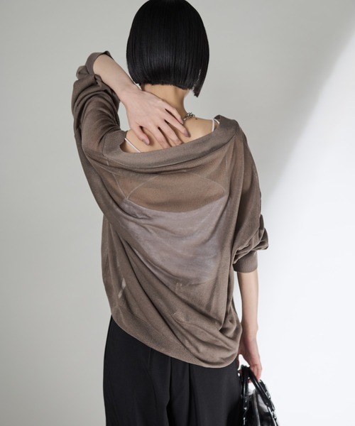 Shelly island（シェリーアイランド）の「シアーニットカーディガン（ニット/セーター・レディース・ブラウン/ブラック/ベージュ・FREE）」の7枚目の写真