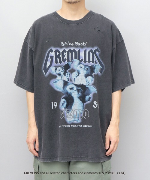 A.M.S.(エーエムエス)の「GREMRINS グレムリン 古着バンドTシャツ風 ギズモ プリント ダメージ加工 ビッグシルエット Tシャツ(Tシャツ/カットソー・メンズ・ブラック・M/L/XL)」の10枚目の写真