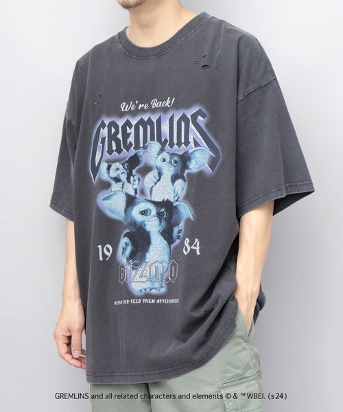 A.M.S.(エーエムエス)の「GREMRINS グレムリン 古着バンドTシャツ風 ギズモ プリント ダメージ加工 ビッグシルエット Tシャツ(Tシャツ/カットソー・メンズ・ブラック・M/L/XL)」の9枚目の写真