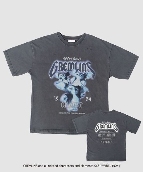 A.M.S.(エーエムエス)の「GREMRINS グレムリン 古着バンドTシャツ風 ギズモ プリント ダメージ加工 ビッグシルエット Tシャツ(Tシャツ/カットソー・メンズ・ブラック・M/L/XL)」の8枚目の写真