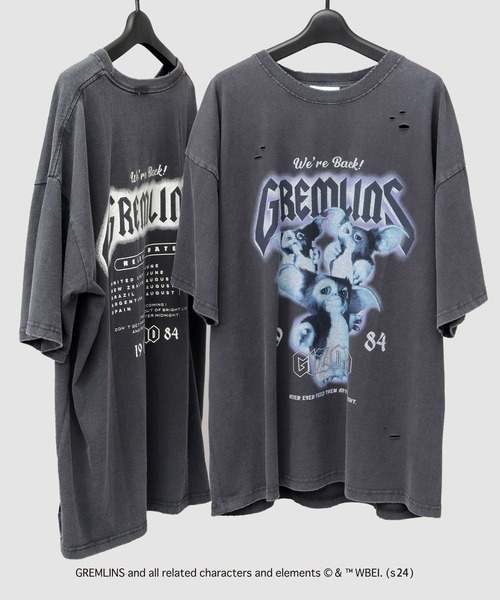 A.M.S.(エーエムエス)の「GREMRINS グレムリン 古着バンドTシャツ風 ギズモ プリント ダメージ加工 ビッグシルエット Tシャツ(Tシャツ/カットソー・メンズ・ブラック・M/L/XL)」の5枚目の写真