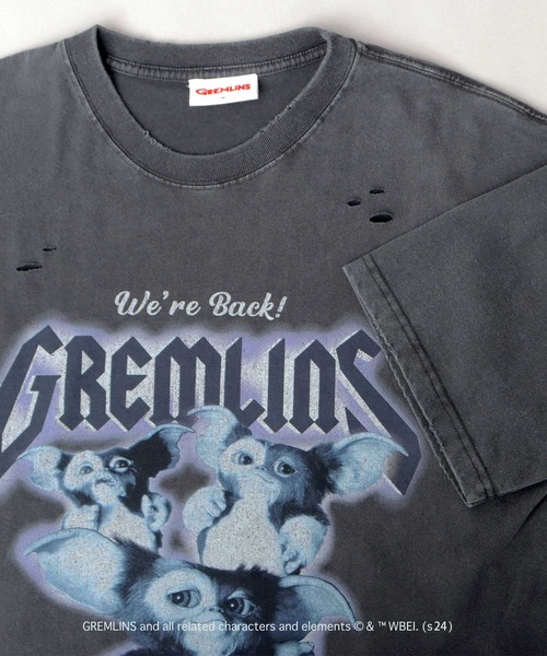 A.M.S.(エーエムエス)の「GREMRINS グレムリン 古着バンドTシャツ風 ギズモ プリント ダメージ加工 ビッグシルエット Tシャツ(Tシャツ/カットソー・メンズ・ブラック・M/L/XL)」の4枚目の写真