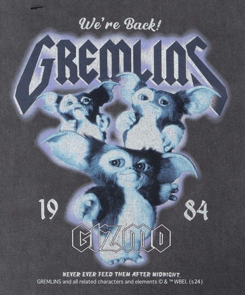 A.M.S.(エーエムエス)の「GREMRINS グレムリン 古着バンドTシャツ風 ギズモ プリント ダメージ加工 ビッグシルエット Tシャツ(Tシャツ/カットソー・メンズ・ブラック・M/L/XL)」の3枚目の写真