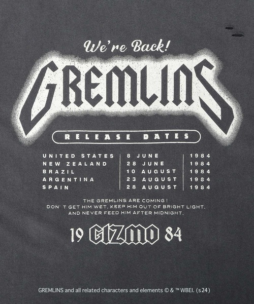 A.M.S.(エーエムエス)の「GREMRINS グレムリン 古着バンドTシャツ風 ギズモ プリント ダメージ加工 ビッグシルエット Tシャツ(Tシャツ/カットソー・メンズ・ブラック・M/L/XL)」の2枚目の写真