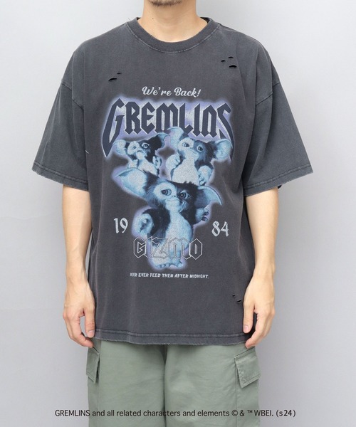 A.M.S.(エーエムエス)の「GREMRINS グレムリン 古着バンドTシャツ風 ギズモ プリント ダメージ加工 ビッグシルエット Tシャツ(Tシャツ/カットソー・メンズ・ブラック・M/L/XL)」の16枚目の写真