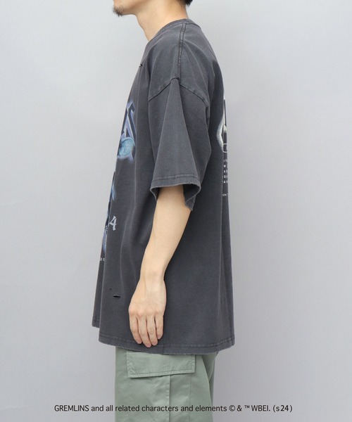 A.M.S.(エーエムエス)の「GREMRINS グレムリン 古着バンドTシャツ風 ギズモ プリント ダメージ加工 ビッグシルエット Tシャツ(Tシャツ/カットソー・メンズ・ブラック・M/L/XL)」の13枚目の写真