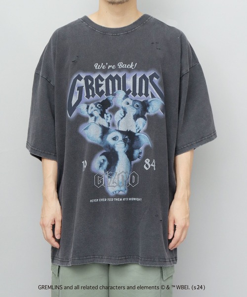 A.M.S.(エーエムエス)の「GREMRINS グレムリン 古着バンドTシャツ風 ギズモ プリント ダメージ加工 ビッグシルエット Tシャツ(Tシャツ/カットソー・メンズ・ブラック・M/L/XL)」の12枚目の写真