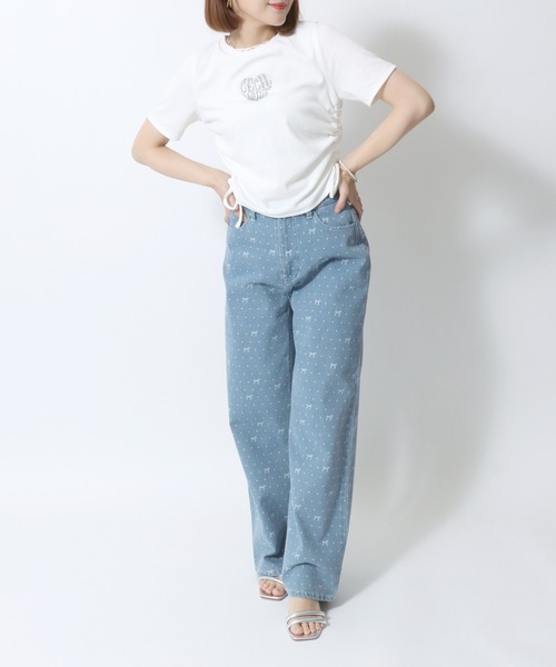 ＊新品＊リボン紐付き*ドット柄ストレートパンツ　大きいサイズ　レディース xgb202204653_34.jpg