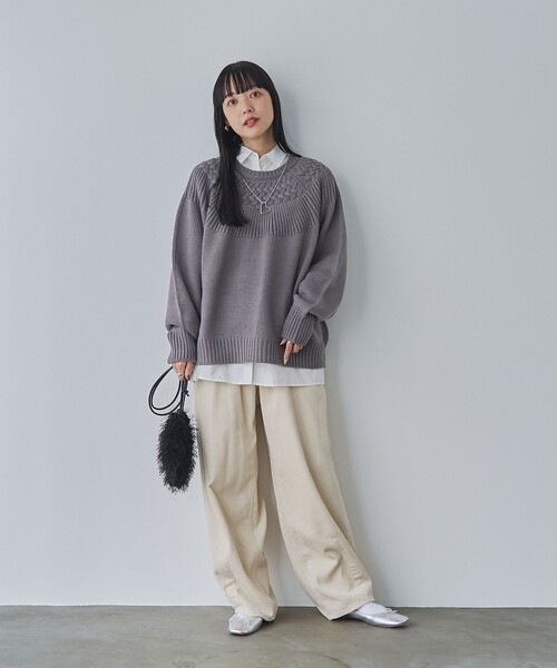 coen(コーエン)の「【ゆる×あったか/7色展開】キュウシンタンショクニット(ニット/セーター・レディース・オレンジ/マスタード/ライトグレー/オフホワイト/グレー/ターコイズブルー/ブラック・M/L)」の12枚目の写真