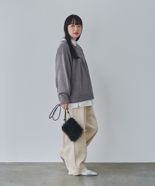 coen(コーエン)の「【ゆる×あったか/7色展開】キュウシンタンショクニット(ニット/セーター・レディース・オレンジ/マスタード/ライトグレー/オフホワイト/グレー/ターコイズブルー/ブラック・M/L)」の13枚目の写真